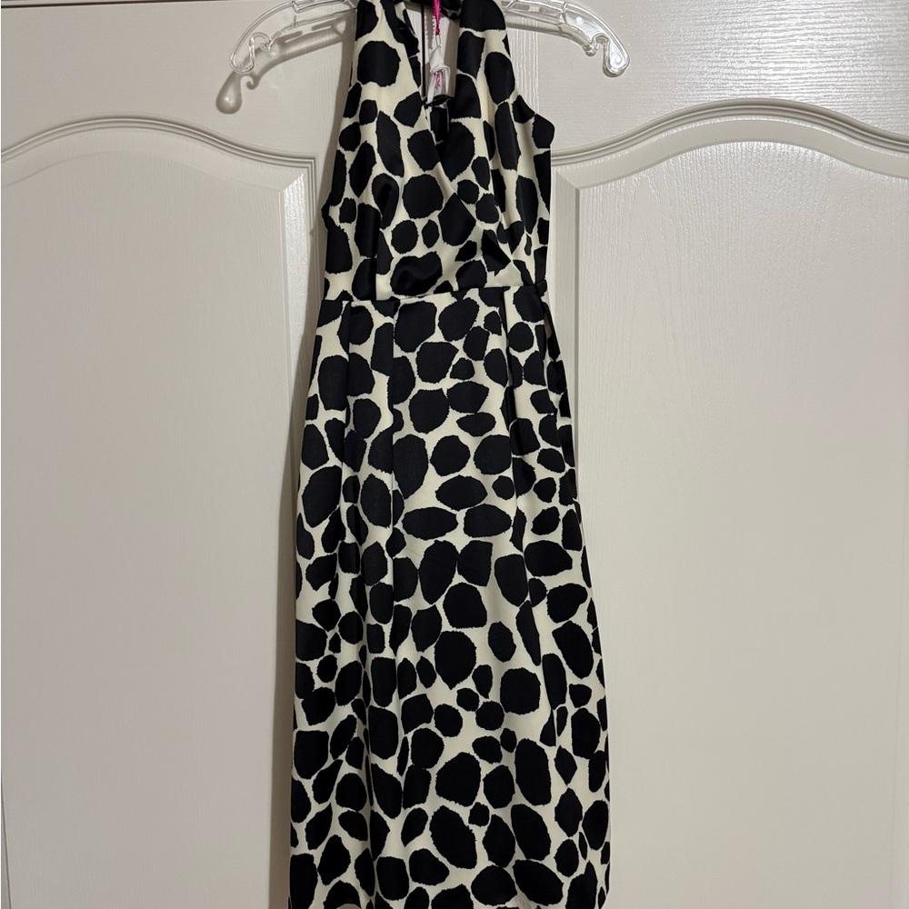 JB by Julie Brown Black and White One-Shoulder Dress